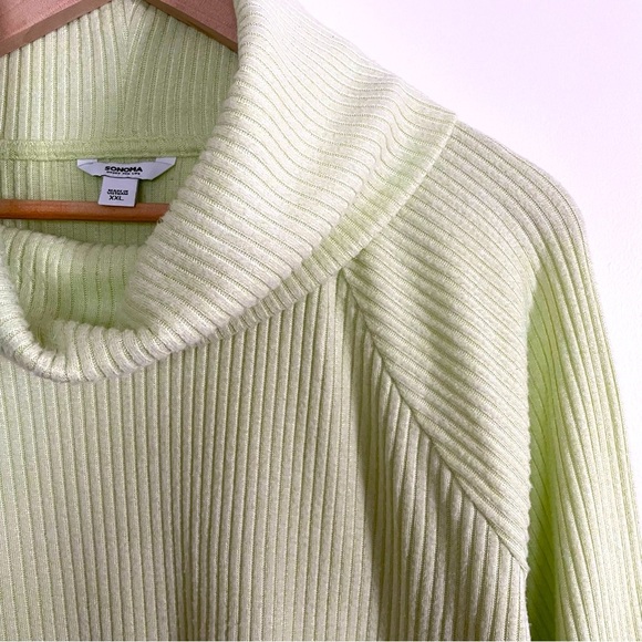Sonoma Lime Green Soft Ribbed Cowl Neck Sweater Size XXL - Picture 4 of 9